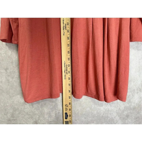 J Jill Tunic Shirt Womens Medium Pink Coral Wearever Collection Faux Wrap 3/4Slv - Picture 10 of 12
